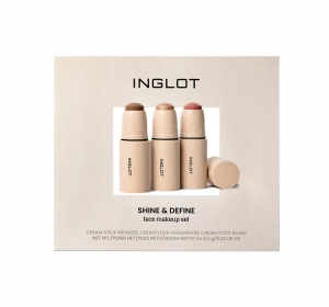 Inglot Shine & Define zestaw kosmetyków w sticku do konturowania na mokro bronzer + róż + rozświetlacz 3 x 6,2 g