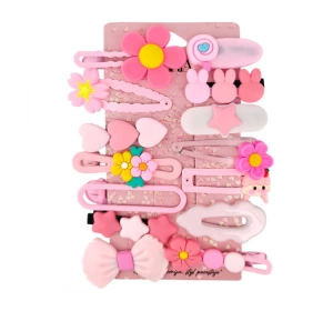 eCarla zestaw spinek do włosów SP411 Różowe Kwiaty 14 sztuk