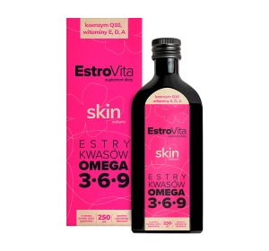 EstroVita Skin Omega 3-6-9 suplement diety dla kobiet o smaku kwiatu wiśni sakura 250 ml