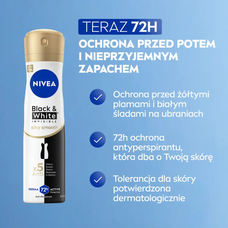 nivea black & white invisible silky smooth antyperspirant w sprayu 150 ml   