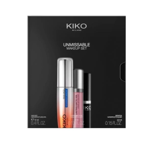 KIKO Milano Unmissable Makeup Set zestaw do makijażu 01 tusz do rzęs 12 ml + eyeliner 4,5 ml + pomadka 4 ml