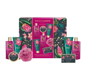 Baylis & Harding Boudoire zestaw prezentowy krem pod prysznic 300 ml + pianka do kąpieli 300 ml + balsam do ciała 130 ml + krem do mycia ciała 130 ml + mydło 100 g + sól do kąpieli 100 g + gąbka