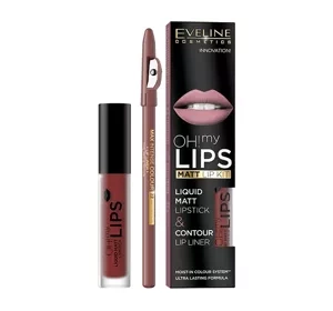 Eveline Cosmetics Oh My Lips zestaw pomadka w płynie i konturówka 16 Extraordinary Red