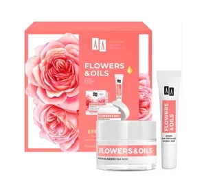 AA Flowers&Oil Efekt Liftingu 65+ zestaw krem na dzień i na noc 50 ml + krem pod oczy 15 ml