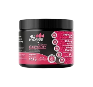 Aliness AllHydrate suplement diety elektrolity Raspberry 305 g