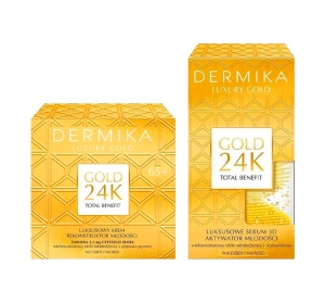 Dermika Gold 24K Total Benefit zestaw kosmetyków krem do twarzy 50 ml + serum do twarzy 60 g