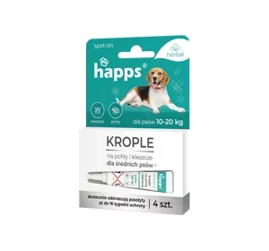 Happs krople na pchły i kleszcze dla średnich psów 4 x 1 ml
