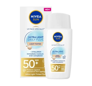 NIVEA SUN Ultra Light Daily Fluid krem do twarzy przeciwsłoneczny z pigmentem SPF50+ Light Tinted 40 ml