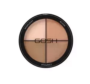 Gosh paleta do konturowania 4w1 rozświetlacz, róż, podwójny bronzer 001 Light 15 g