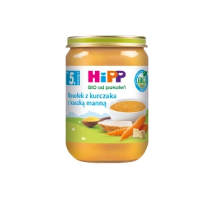 HIPP Bio obiadek w słoiczku Rosołek z kurczaka z kaszką manną po 5 miesiącu 190 g