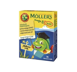 Moller's Omega-3 Rybki suplement diety dla dzieci jabłkowy 36 żelek
