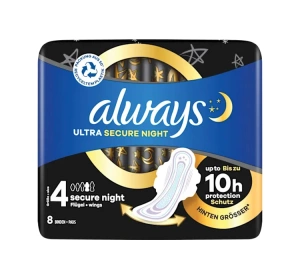 Always Ultra podpaski higieniczne ze skrzydełkami 4 Secure Night 8 sztuk