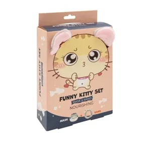 Mond'Sub Funny Kitty Set zestaw do pielęgnacji maska do twarzy w płachcie + opaska kosmetyczna