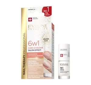 Eveline Cosmetics Nail Therapy 6w1 Care And Colour Salon Effect odżywka do paznokci Golden Glow 5 ml