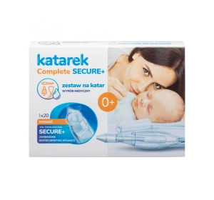 Katarek Complete Secure+ zestaw na katar aspirator do nosa + sól fizjologiczna 20 x 5 ml