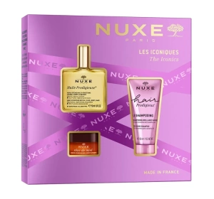 Nuxe The Iconics zestaw prezentowy olejek 50 ml + szampon 50 ml + balsam do ust 15 ml