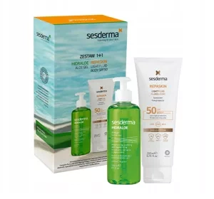 Sesderma zestaw kosmetyków balsam do opalania SPF50 Repaskin 200 ml + żel aloesowy Hidraloe 250 ml