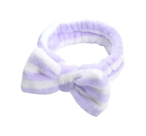 eCarla opaska kosmetyczna z kokardą w paski OPK18RB Fioletowa