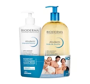 Bioderma Atoderm zestaw olejek do kąpieli i pod prysznic 1000 ml + balsam do ciała 500 ml