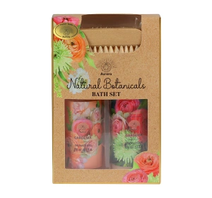 Aurora Natural Botanicals Gardenia zestaw prezentowy żel pod prysznic 150 ml + balsam do ciała 150 ml + szczotka z pumeksem