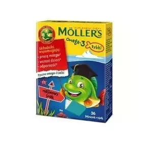 MOLLER’S OMEGA-3 RYBKI SUPLEMENT DIETY DLA DZIECI MALINOWY 36 ŻELEK