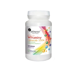 Aliness witaminy i minerały 100% z żeń-szeniem i naturalną witaminą C suplement diety 120 tabletek