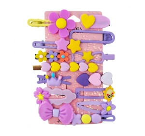 eCarla zestaw spinek do włosów SP412 Fioletowe Kwiaty 14 sztuk