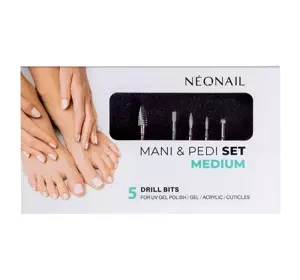 NEONAIL MANI & PEDI SET MEDIUM ZESTAW FREZÓW 5 SZTUK