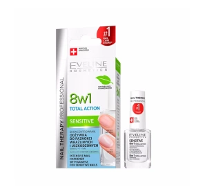 Eveline Cosmetics Nail Therapy 8w1 Total Action Sensitive skoncentrowana odżywka do paznokci 12 ml