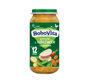 BoboVita obiadek w słoiczku po 12 miesiącu Potrawka z Kurczakiem i Szpinakiem 250 g