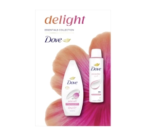 Dove Delight zestaw kosmetyków do pielęgnacji ciała żel pod prysznic Petal Soft 250 ml + antyperspirant w sprayu dla kobiet Powder Soft 150 ml