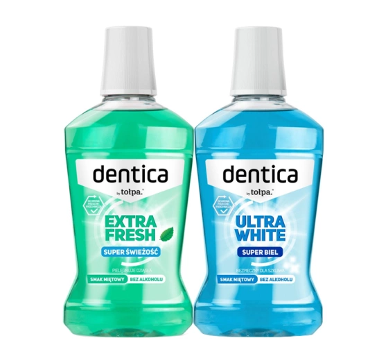 Dentica by Tołpa zestaw płyn do higieny jamy ustnej Extra Fresh 500ml + Ultra White 500ml