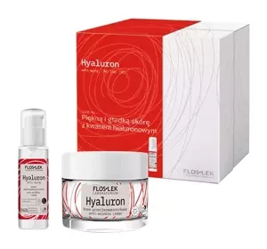 Floslek Hyaluron Anti-Aging zestaw prezentowy do pielęgnacji twarzy serum 30 ml + krem na dzień 50 ml