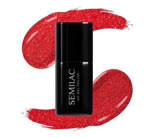 Semilac Valentines lakier hybrydowy 346 Chic Red Glitter 7 ml