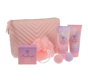 Aurora Miss Bright Lotus Flower zestaw prezentowy żel pod prysznic 100 ml + balsam do ciała 100 ml + sól do kąpieli 100 g + kule musujące do kąpieli 2 x 30 g + gąbka do kąpieli