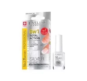 Eveline Cosmetics Nail Therapy Total Action 8w1 odżywka do paznokci z drobinkami srebra 12 ml