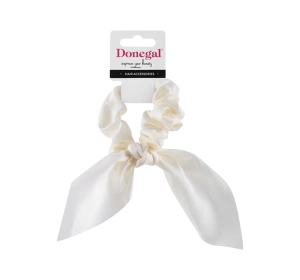Donegal gumka do włosów scrunchie z kokardą FA-5621 Ecru