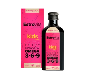 EstroVita Kids Omega 3-6-9 suplement diety o smaku malinowym 150 ml
