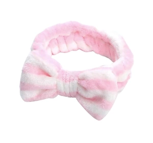 eCarla opaska kosmetyczna z kokardą w paski OPK18RB Różowa