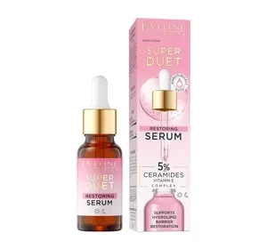 Eveline Cosmetics Super Duet odbudowujące serum do twarzy 5% ceramidy do skóry odwodnionej i matowej 18 ml