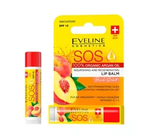 Eveline Cosmetics SOS Argan Oil odżywczo-regenerujący balsam do ust SPF15 Peach Sorbet 13,9 g