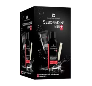 Seboradin Men zestaw do włosów szampon 200 ml + ampułki 77 ml + krem do twarzy 50 ml