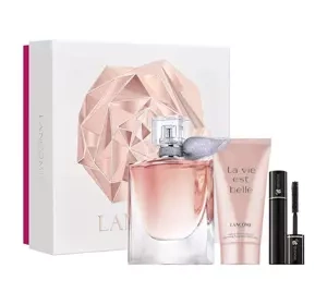 Lancôme La Vie Est Belle woda perfumowana spray 50 ml + balsam do ciała 50 ml + tusz do rzęs Hypnôse Volume Sur Mesure 01 Noir 2 ml