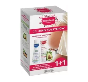 Mustela Maternite zestaw krem na rozstępy bez zapachu 150 ml + żel do mycia dla niemowląt i dzieci 200 ml