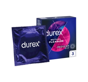 Durex Mutual Pleasure prążkowane prezerwatywy z wypustkami i lubrykantem 3 szt