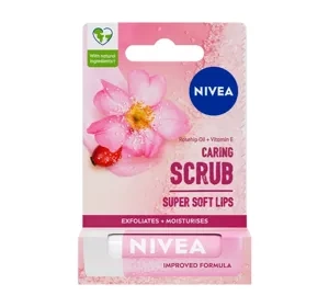 NIVEA Caring Scrub Super Soft pielęgnujący peeling do ust Dzika Róża 4,8 g