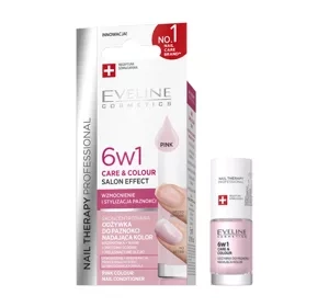 Eveline Cosmetics Nail Therapy 6w1 Care and Colour Salon Effect odżywka do paznokci Pink 5 ml