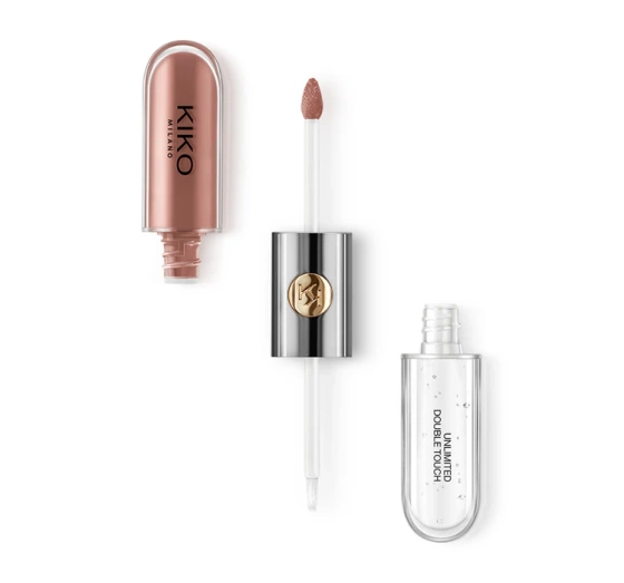   KIKO Milano Unlimited Double Touch dwuetapowa pomadka w płynie 102 Satin Rosy Beige 2x3ml