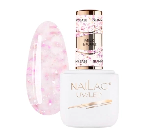 NaiLac Glammy Base baza kauczukowa Milk & Purple 7 ml