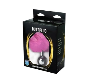 Fantasy Toys metalowy korek analny z pomponem Róż